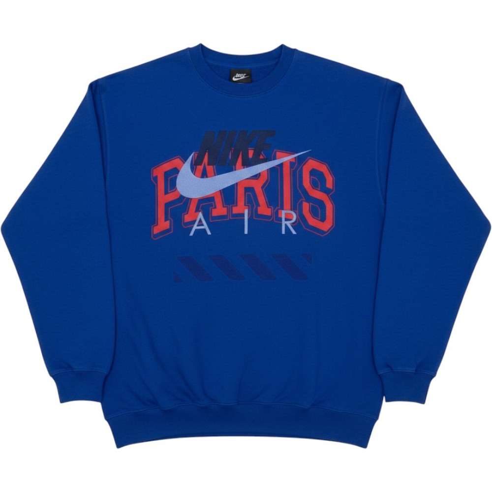 Nike Paris Air Sweatshirt Mens Small Blue Graphic Relaxed Fit Modern HQ1103-480
